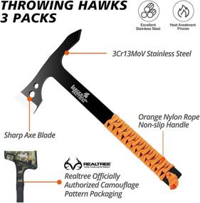 img 3 attached to 🪓 3 Pack Camping Hatchet Set – Throwing Axes and Tomahawks with Sharp Stainless Steel Edge, Realtree Nylon Sheath Carrying Case for Throwing Axes Competition, Outdoor Adventures, and Survival