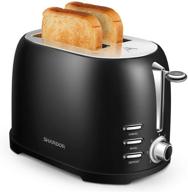 🍞 shardor retro toaster 2 slice, wide extra-wide toasting slots, bagel/defrost/cancel functions, removable crumb tray, stainless steel, black логотип