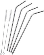 durable 30 oz tumbler straws set with 2 cleaning brushes - 4 extra long stainless steel reusable straws logo