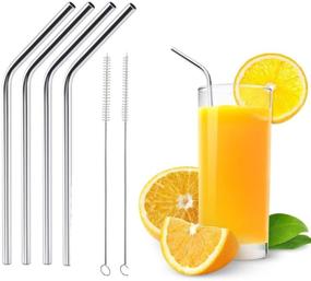 img 3 attached to Durable 30 OZ Tumbler Straws Set with 2 Cleaning Brushes - 4 Extra Long Stainless Steel Reusable Straws