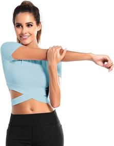 img 3 attached to 🏋️ Ultra-Stylish DREAM SLIM Women's Short Sleeve Crop Tops: Perfect for Tummy Control, Yoga, Running, and Gym Workouts!