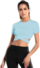 img 2 attached to 🏋️ Ultra-Stylish DREAM SLIM Women's Short Sleeve Crop Tops: Perfect for Tummy Control, Yoga, Running, and Gym Workouts!