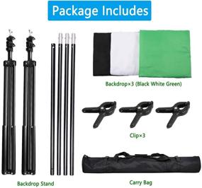 img 3 attached to 📸 Folong 8 x 10ft Photo Backdrop Stand and Kit - Adjustable Video Photography Backdrops Support System with Carry Bag, 3 Color Options (White, Black, Green), and 3 Clamps