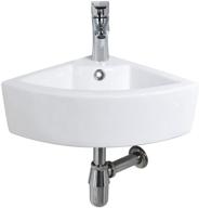bokaiya small wall mount corner bathroom sink and faucet combo with overflow - triangle white porcelain ceramic wall mount mini vanity space bathroom sink, brushed nickel faucet and drain combo logo