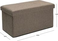 🪑 simpli linen foldable storage ottoman with tufted padded seating, toy box chest, bench, foot rest, stool - double, natural logo