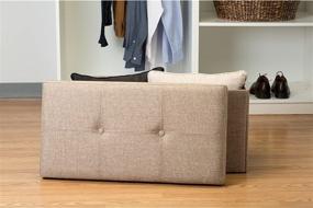 img 2 attached to 🪑 Simpli Linen Foldable Storage Ottoman with Tufted Padded Seating, Toy Box Chest, Bench, Foot Rest, Stool - Double, Natural