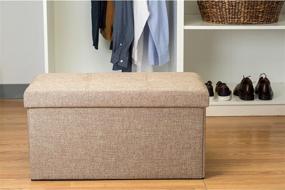 img 3 attached to 🪑 Simpli Linen Foldable Storage Ottoman with Tufted Padded Seating, Toy Box Chest, Bench, Foot Rest, Stool - Double, Natural