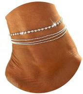 boho layered crystal anklets: shimmering silver rhinestone ankle bracelets for women and girls logo