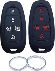 img 2 attached to 🔑 2-Pack Silicone Remote Smart Key Fob Cover Shell for 2021-2020 Hyundai Sonata, Sonata Fe TQ8-F08-4F27 95440-L1060 - Black with Red Tips