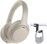 sony wh-1000xm4 wireless noise canceling over-ear headphones (silver) + knox gear headphone hanger mount bundle logo