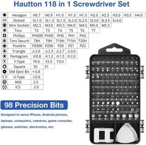 img 3 attached to 🛠️ 118 in 1 Magnetic Screwdriver Bit Kit - Hautton Mini Precision Set, Multi-Function Stainless Steel Professional Repair Tool Kit for Phone Laptop PC Glasses Electronics and More (Black)