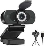 📹 1080p hd webcam with microphone, usb streaming webcams for video calling, recording, conferencing, gaming, privacy cover, tripod included, rotatable clip, usb computer camera logo