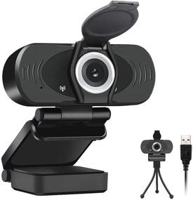 img 4 attached to 📹 1080P HD Webcam with Microphone, USB Streaming Webcams for Video Calling, Recording, Conferencing, Gaming, Privacy Cover, Tripod Included, Rotatable Clip, USB Computer Camera