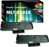 green toner supply 101 101s compatible mlt-d101s toner cartridges (mltd101s, 2 x black) for ml-2165w scx-3405fw sf-760p printer - pack of 2 logo