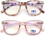 2-pack of blue light blocking reading glasses for women | gingereye trendy square eyeglasses with +2.0 anti glare filter & spring hinge logo