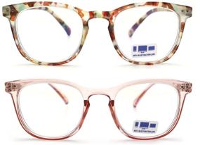 img 3 attached to 2-Pack of Blue Light Blocking Reading Glasses for Women | GINGEREYE Trendy Square Eyeglasses with +2.0 Anti Glare Filter & Spring Hinge