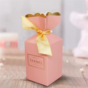 img 3 attached to 🎉 BAUMA AUTO 50Pcs Wedding Party Favor Boxes with Gold Ribbons for Wedding, Bridal Shower, Baby Shower, Birthday Party - Paper DIY Candy Boxes (2.28X3.46X5.71inch, Pink) Pink Design with Elegant Gold Ribbon