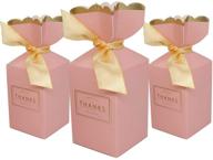 🎉 bauma auto 50pcs wedding party favor boxes with gold ribbons for wedding, bridal shower, baby shower, birthday party - paper diy candy boxes (2.28x3.46x5.71inch, pink) pink design with elegant gold ribbon logo