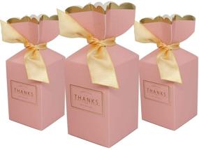 img 4 attached to 🎉 BAUMA AUTO 50Pcs Wedding Party Favor Boxes with Gold Ribbons for Wedding, Bridal Shower, Baby Shower, Birthday Party - Paper DIY Candy Boxes (2.28X3.46X5.71inch, Pink) Pink Design with Elegant Gold Ribbon