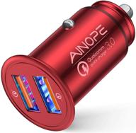 🔥 ainope dual qc3.0 usb car charger - 36w/6a fast car charger, all metal mini cigarette lighter usb charger with quick charge for iphone 11/11 pro/xr/x/xs, note 9/galaxy s10/s9/s8 (red) logo