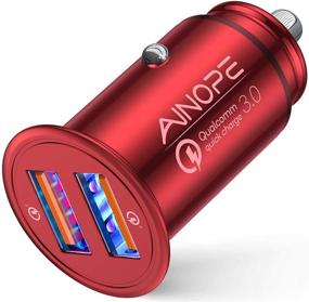 img 4 attached to 🔥 AINOPE Dual QC3.0 USB Car Charger - 36W/6A Fast Car Charger, All Metal Mini Cigarette Lighter USB Charger with Quick Charge for iPhone 11/11 pro/XR/X/XS, Note 9/Galaxy S10/S9/S8 (Red)