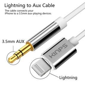 img 3 attached to 🔌 Кабель KINPS MFI Certified Lightning to 3.5mm Male Aux, 4FT/1.2M, для iPhone 11 Pro Max/11 Pro/11/Xs/XR/X/8 Plus/8/7 Plus/7, автомагнитолы, домашние стереосистемы, белый.