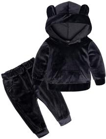 img 4 attached to Худи с капюшоном из бархата, спортивный костюм, толстовка, свободные штаны, детская одежда, спортивная.