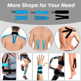 img 2 attached to 3 Rolls of Precut Kinesiology Tape - Muscle & Joint Support for Sports, Physical Therapy - Knee, Ankle, Shoulder, Plantar Fasciitis - Latex Free, Water Resistant - 60 Strips, Black