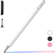 white stylus pen for ipad and iphone, high precision disc tip pencil tablet stylus compatible with apple ipad pro, ipad 6th/7th/8th generation, samsung galaxy tab, chromebook, and all touch screens logo