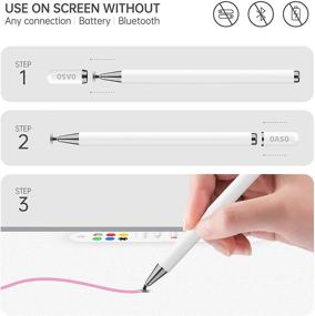 img 1 attached to White Stylus Pen for iPad and iPhone, High Precision Disc Tip Pencil Tablet Stylus Compatible with Apple iPad Pro, iPad 6th/7th/8th Generation, Samsung Galaxy Tab, Chromebook, and All Touch Screens