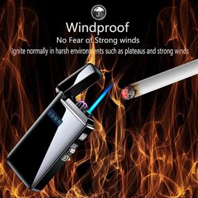 img 2 attached to Refillable Butane Arc Lighter with Jet Flame Torch, USB Rechargeable Infinity Lighter - Windproof for Cigar, BBQs, Fireworks, Candle, Camping (Blue Ice)