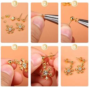 img 2 attached to 200 Pieces Ball Post Earring Studs & 240 Pieces Butterfly Earring Backs | Round Ball Ear Pin with Loop | Jewelry Dangle Earring Making | 4 Color Options (4 mm Size)