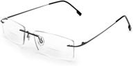 👓 ultra-light rimless bifocal reading glasses: flexible titanium alloy lightweight readers logo