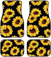 all weather full set of 4 pretty sunflower car floor mats carpets - universal fit for suv sedan truck van, ideal for women and girls logo