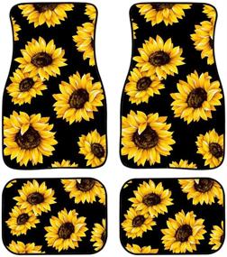 img 4 attached to All Weather Full Set of 4 Pretty Sunflower Car Floor Mats Carpets - Universal Fit for SUV Sedan Truck Van, Ideal for Women and Girls