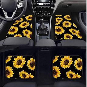 img 2 attached to All Weather Full Set of 4 Pretty Sunflower Car Floor Mats Carpets - Universal Fit for SUV Sedan Truck Van, Ideal for Women and Girls