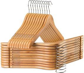 img 4 attached to 👕 20 Pack of High-Quality Wooden Shirt Hangers with Rubber Grips - Smooth & Durable Wood Hangers with Non-Slip Feature - Slim & Space-Saving Hangers with Notches, 360 Hook - Perfect for Camisoles, Rompers