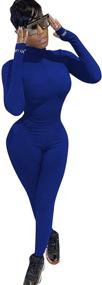 img 2 attached to 🔥 ECHOINE Women's Long Sleeve High Waist Embroidery Zipper Romper - Sexy One Piece Bodycon Jumpsuit for Clubwear