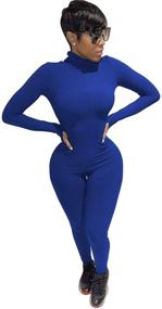 img 1 attached to 🔥 ECHOINE Women's Long Sleeve High Waist Embroidery Zipper Romper - Sexy One Piece Bodycon Jumpsuit for Clubwear