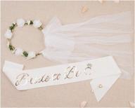 💍 papakit premium bride-to-be party sash, floral veil & jewelry pin set, glitter sparkling pearl white - bachelorette, bridal shower, engagement, wedding party favor gift decoration supply logo