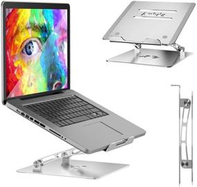 img 4 attached to Adjustable Laptop Stand - Portable and Foldable Laptop Riser for 10-17 Inch Notebook Computers - Silver Metal Holder