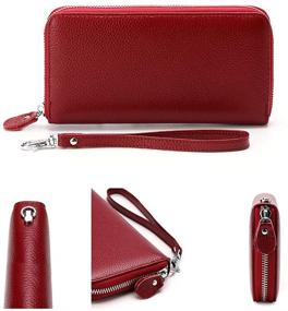 img 2 attached to 👛 Genuine Leather Zip Around Wallet Clutch Wristlet Travel Long Purse for Women - RFID Blocking Women's Wallet