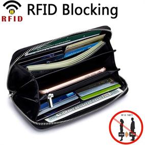 img 3 attached to 👛 Genuine Leather Zip Around Wallet Clutch Wristlet Travel Long Purse for Women - RFID Blocking Women's Wallet