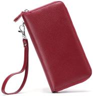 👛 genuine leather zip around wallet clutch wristlet travel long purse for women - rfid blocking women's wallet logo