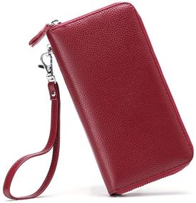 img 4 attached to 👛 Genuine Leather Zip Around Wallet Clutch Wristlet Travel Long Purse for Women - RFID Blocking Women's Wallet