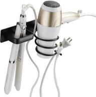 wall-mounted hair dryer tools holder – bathroom & bedroom organizer for zinc alloy curling wand & hair straightener (black) logo