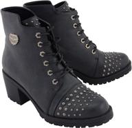 mbl9426 women's black rocker boots with 👢 studded instep by milwaukee leather in distress finish logo