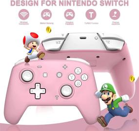 img 3 attached to momen Wireless Pink Pro Controller for Nintendo Switch/Switch Lite - Gamepad Joystick with Motion Vibration Turbo Speed Function and Gyro Axis