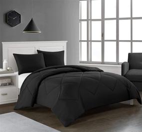 img 3 attached to 🛏️ Casa Logan Ultra-Soft Reversible Microfiber Comforter Set for All Seasons, Twin Size - Easy-Wash Lightweight Bedding in Black