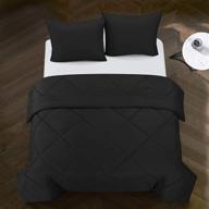 🛏️ casa logan ultra-soft reversible microfiber comforter set for all seasons, twin size - easy-wash lightweight bedding in black logo